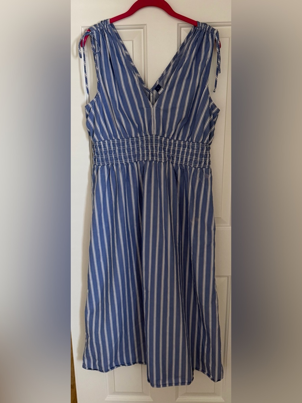 Old Navy Blue and White Striped V-Neck Maxi Dress